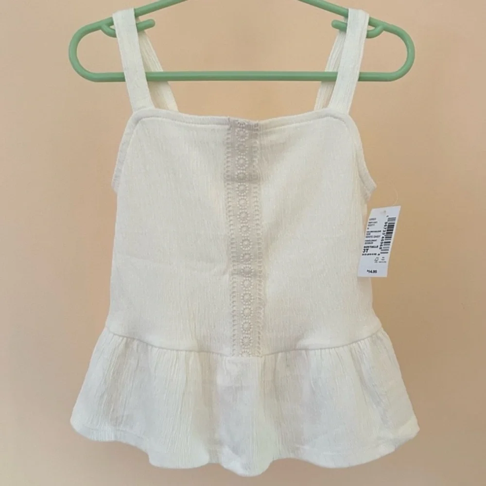White Peplum Tank Top | Toddler Girl 3T | NWT | The Children’s Place